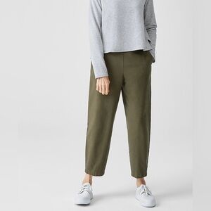 Eileen Fisher Tencel Linen Pull On Pants Large Greenish- Gray